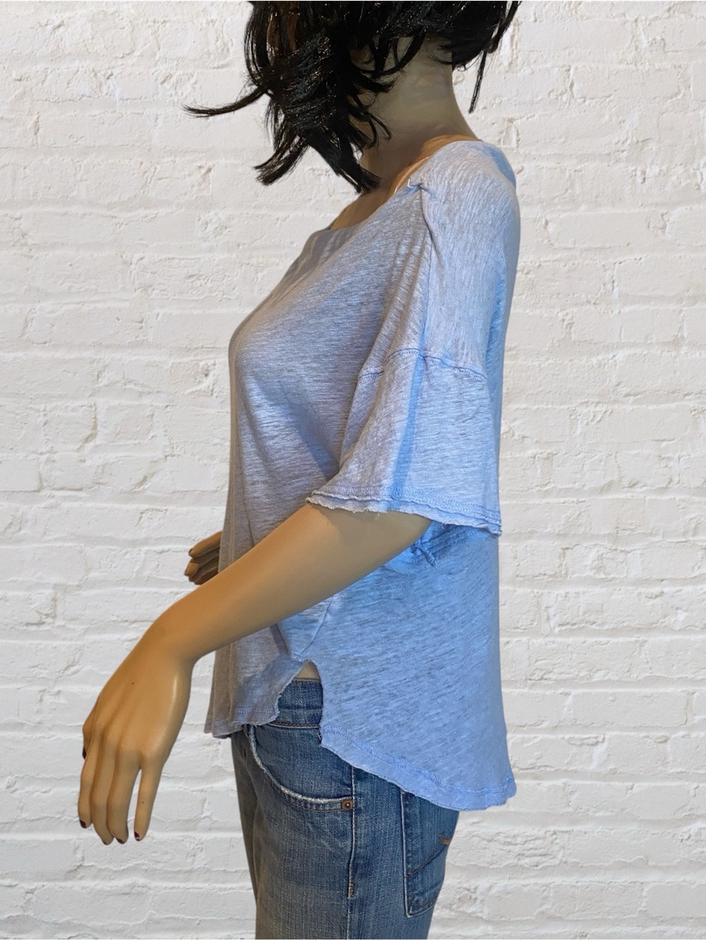 Free People She's So Cool Off-Shoulder Linen Blend Top Shirt Blouse Size XS VGC - Picture 3 of 6